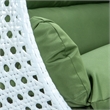 LeisureMod Outdoor White Wicker Hanging Double Egg Swing Chair in Dark Green