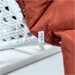 LeisureMod Outdoor White Wicker Hanging Double Egg Swing Chair in Dark Orange