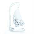 LeisureMod Outdoor White Wicker Hanging Double Egg Swing Chair in Light Gray