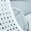 LeisureMod Outdoor White Wicker Hanging Double Egg Swing Chair in Light Gray