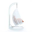 LeisureMod Outdoor White Wicker Hanging Double Egg Swing Chair in Orange
