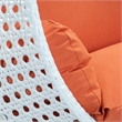 LeisureMod Outdoor White Wicker Hanging Double Egg Swing Chair in Orange
