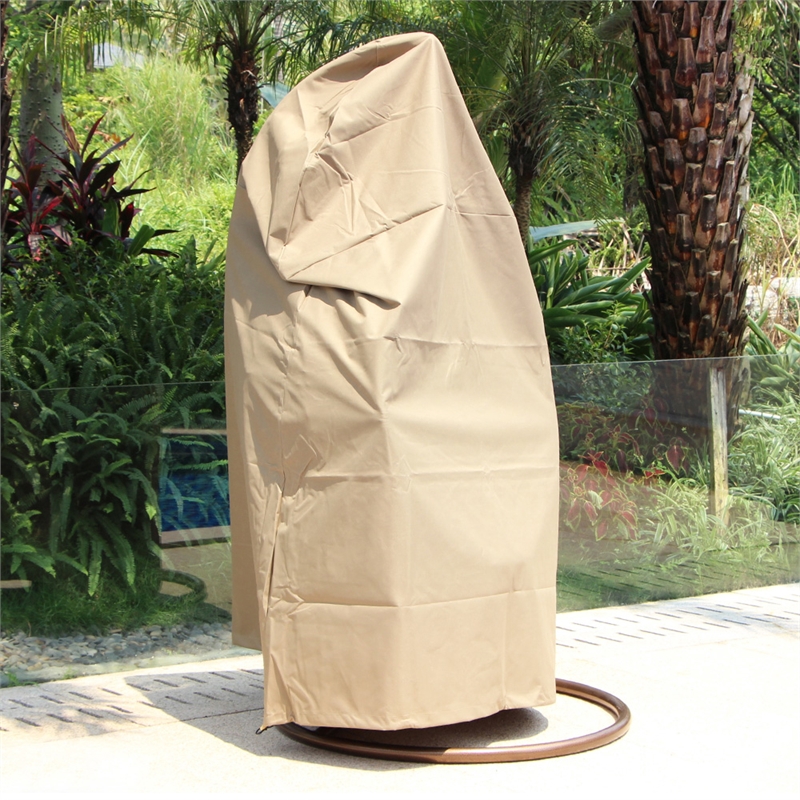 LeisureMod Hanging Fabric Single Egg Swing Chair Cover in Brown