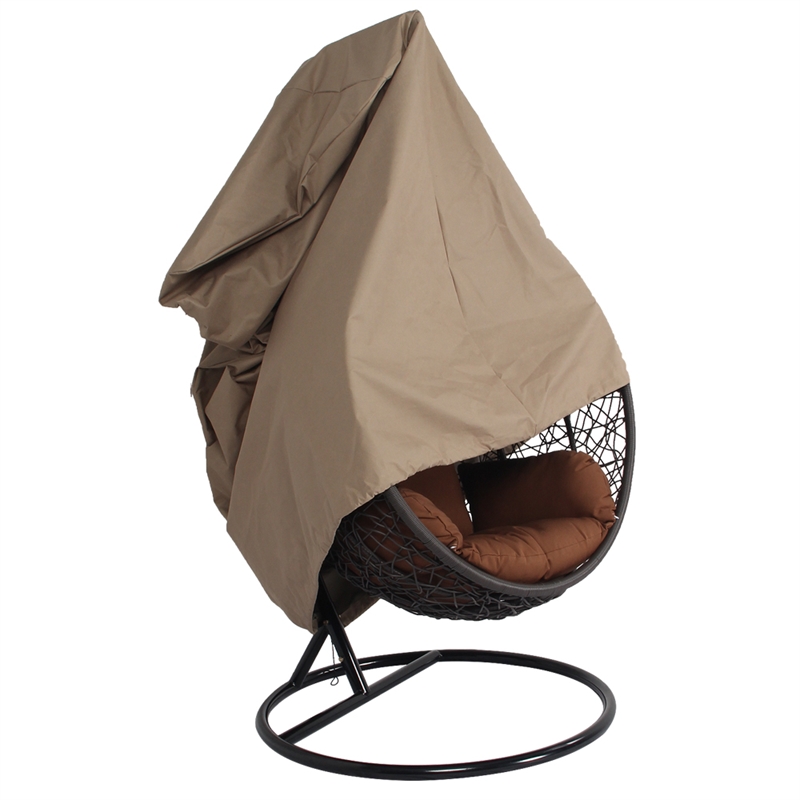 LeisureMod Hanging Fabric Single Egg Swing Chair Cover in Brown
