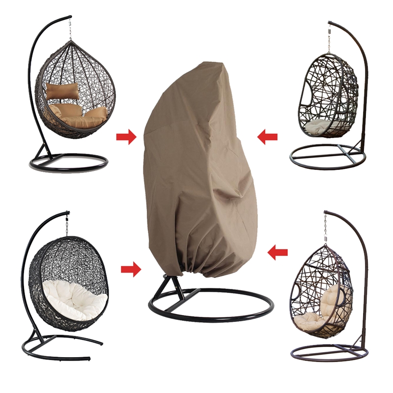 LeisureMod Hanging Fabric Single Egg Swing Chair Cover in Brown