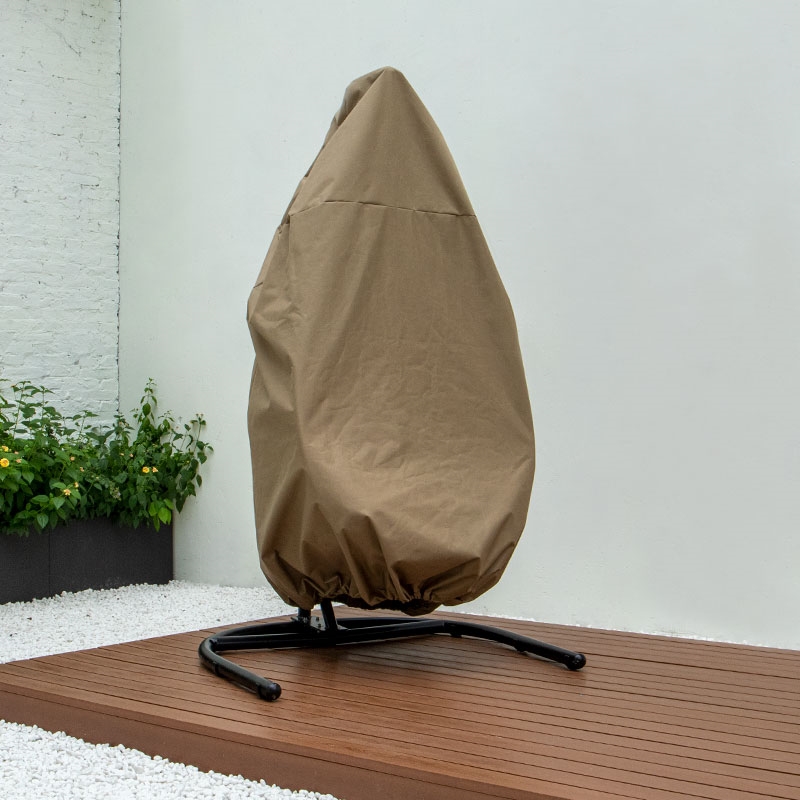 LeisureMod Hanging Fabric Single Egg Swing Chair Cover in Brown