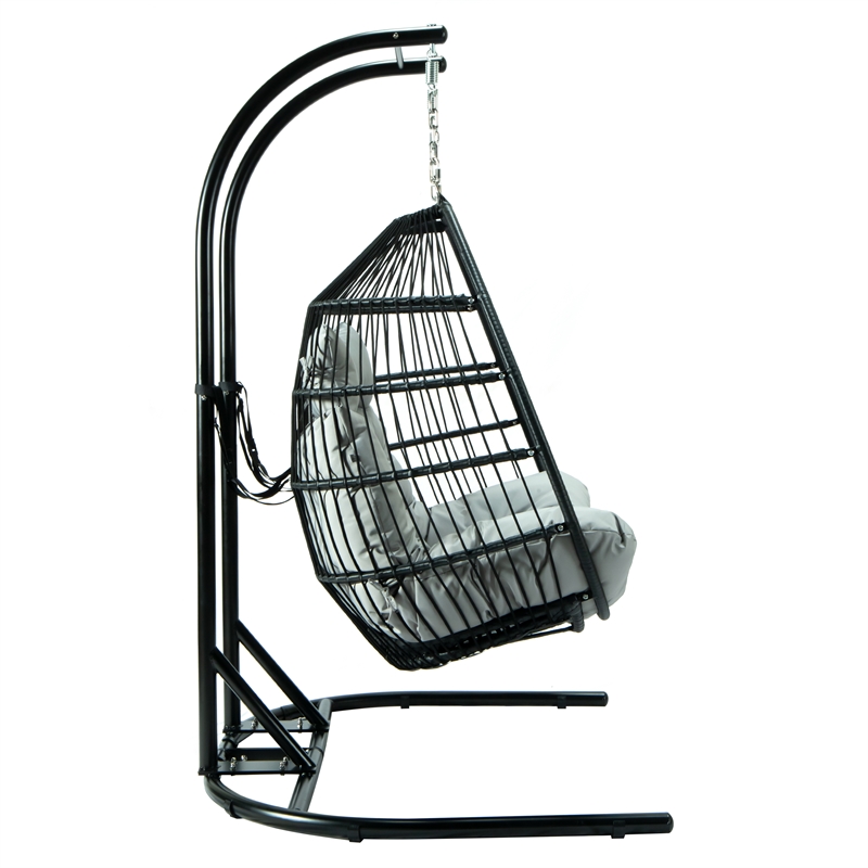 LeisureMod Wicker 2 Person Double Folding Hanging Egg Swing Chair in