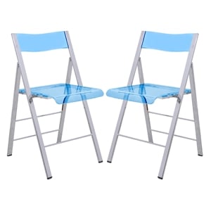 leisuremod modern menno acrylic chrome dining folding chair set of 2