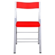 LeisureMod Modern Menno Acrylic Chrome Dining Folding Chair in Red