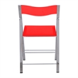 LeisureMod Modern Menno Acrylic Chrome Dining Folding Chair in Red