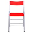 LeisureMod Modern Menno Acrylic Chrome Dining Folding Chair in Red Set of 2