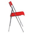 LeisureMod Modern Menno Acrylic Chrome Dining Folding Chair in Red Set of 2