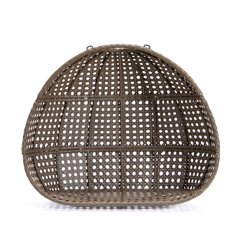 LeisureMod Beige Wicker Double 2-Person Hanging Egg Swing Chair in Green