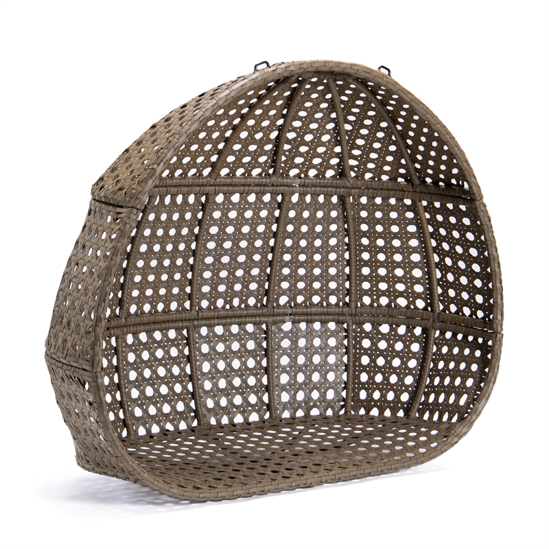 LeisureMod Beige Wicker Double 2-Person Hanging Egg Swing Chair in Green