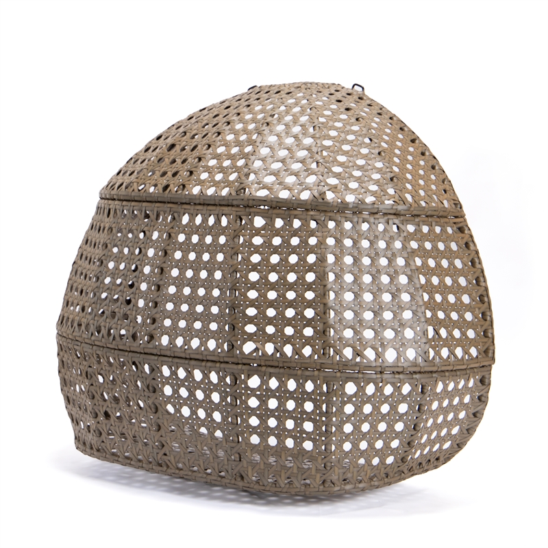 LeisureMod Beige Wicker Double 2-Person Hanging Egg Swing Chair in Green
