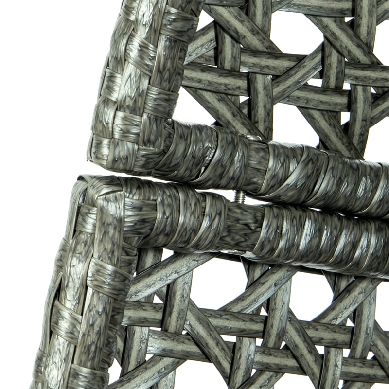 LeisureMod Charcoal Wicker Double 2-Person Hanging Egg Swing Chair in Dark Grey