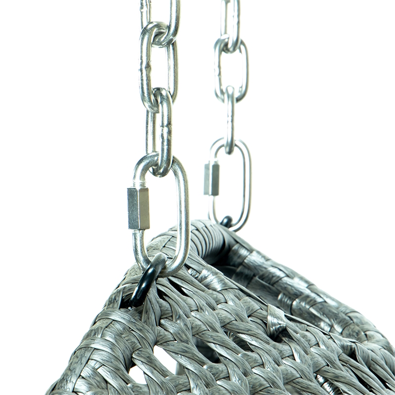 LeisureMod Charcoal Wicker Double 2-Person Hanging Egg Swing Chair in Dark Grey