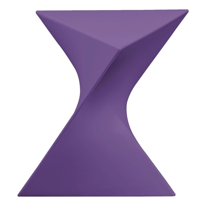 LeisureMod Randolph Modern Plastic Triangle End Table in Purple