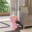 LeisureMod Boyd Modern Plastic Ribbed Round End Table in Pink
