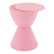 LeisureMod Boyd Modern Plastic Ribbed Round End Table in Pink
