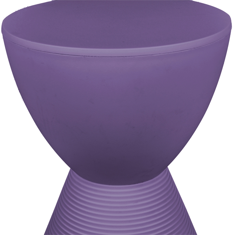LeisureMod Boyd Modern Plastic Ribbed Round End Table in Purple