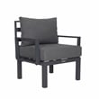 LeisureMod Chelsea 7-Piece Sectional And Fire Pit Table With Cushions in Black