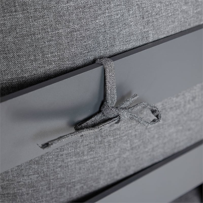 LeisureMod Chelsea 7-Piece Sectional And Fire Pit Table With Cushions in Black