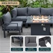 LeisureMod Chelsea 7-Piece Sectional And Fire Pit Table With Cushions in Black
