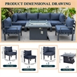 LeisureMod Chelsea 7-Piece Sectional And Fire Pit Table With Cushions in Blue