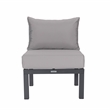 LeisureMod Chelsea 7-Piece Sectional And Fire Pit Table With Cushions in Gray