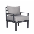 LeisureMod Chelsea 7-Piece Sectional And Fire Pit Table With Cushions in Gray
