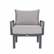 LeisureMod Chelsea 7-Piece Sectional And Fire Pit Table With Cushions in Gray