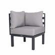 LeisureMod Chelsea 7-Piece Sectional And Fire Pit Table With Cushions in Gray