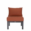 LeisureMod Chelsea 7-Piece Sectional And Fire Pit Table With Cushions in Orange