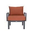 LeisureMod Chelsea 7-Piece Sectional And Fire Pit Table With Cushions in Orange