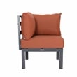 LeisureMod Chelsea 7-Piece Sectional And Fire Pit Table With Cushions in Orange