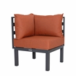 LeisureMod Chelsea 7-Piece Sectional And Fire Pit Table With Cushions in Orange