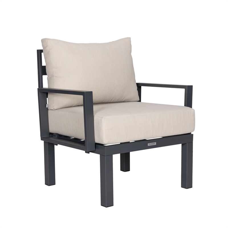 LeisureMod Chelsea 7-Piece Patio Set with Coffee Table and Cushions in Red