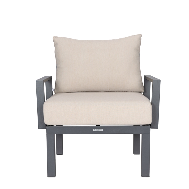 LeisureMod Chelsea 7-Piece Patio Set with Coffee Table and Cushions in Red