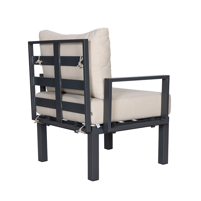 LeisureMod Chelsea 7-Piece Patio Set with Coffee Table and Cushions in Red
