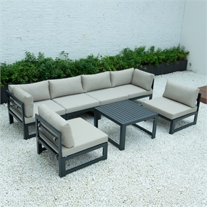 leisuremod chelsea 7-piece sectional and coffee table with cushions