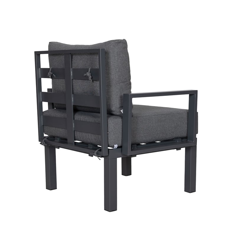LeisureMod Chelsea 7-Piece Patio Set with Coffee Table and Cushions in Black