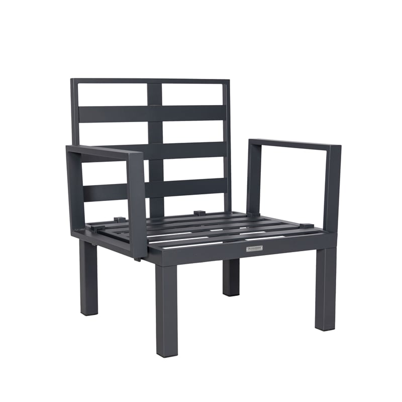 LeisureMod Chelsea 7-Piece Patio Set with Coffee Table and Cushions in Black