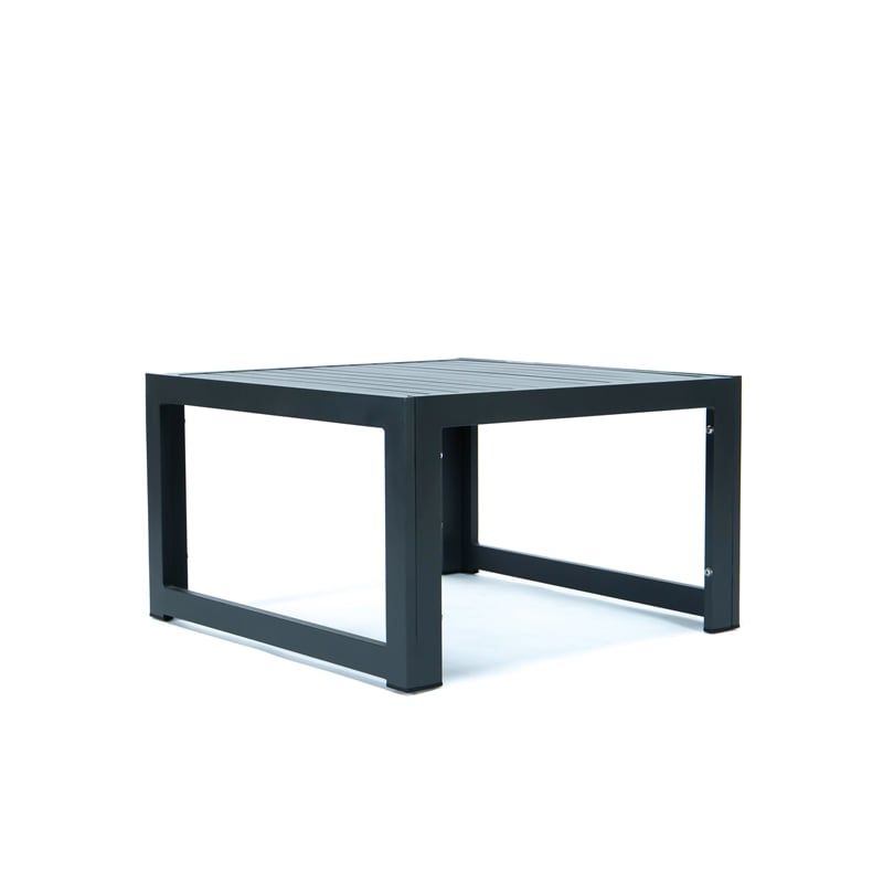 LeisureMod Chelsea 7-Piece Patio Set with Coffee Table and Cushions in Black