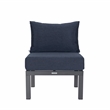 LeisureMod Chelsea 7-Piece Patio Set with Coffee Table and Cushions in Blue