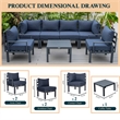 LeisureMod Chelsea 7-Piece Patio Set with Coffee Table and Cushions in Blue