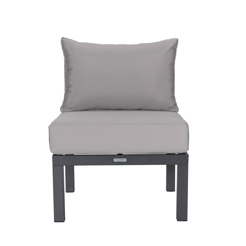 LeisureMod Chelsea 7-Piece Patio Set with Coffee Table and Cushions Light Gray
