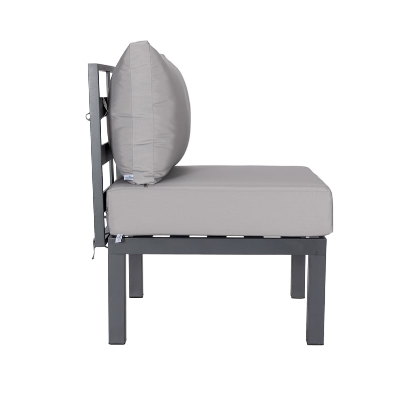 LeisureMod Chelsea 7-Piece Patio Set with Coffee Table and Cushions Light Gray