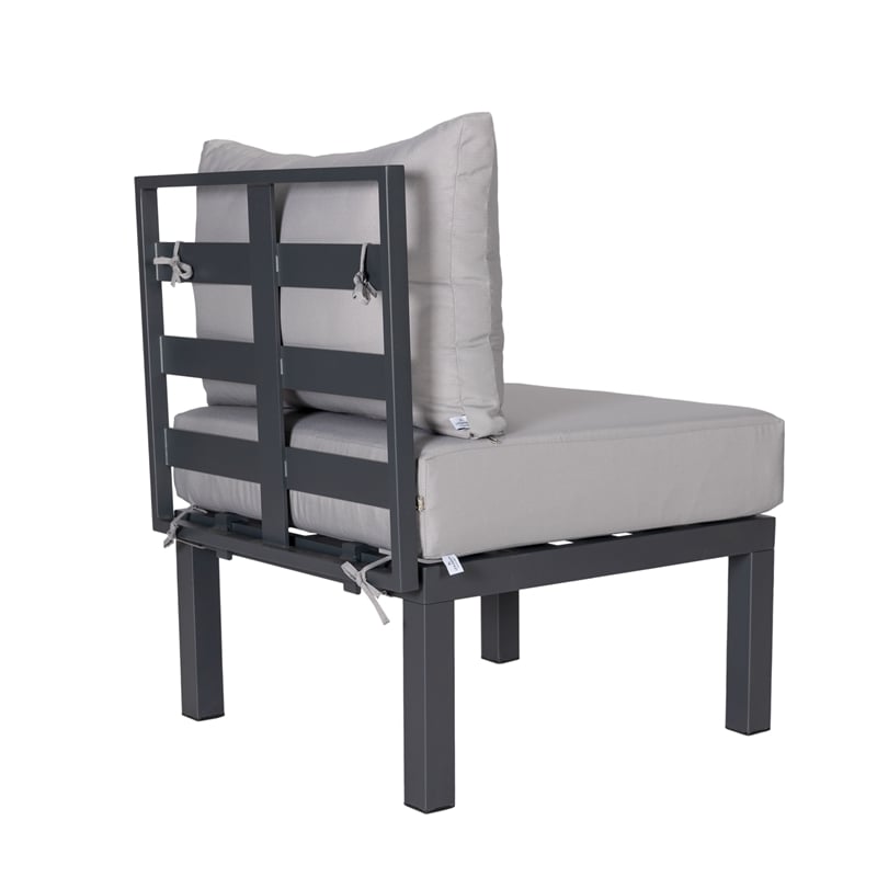 LeisureMod Chelsea 7-Piece Patio Set with Coffee Table and Cushions Light Gray