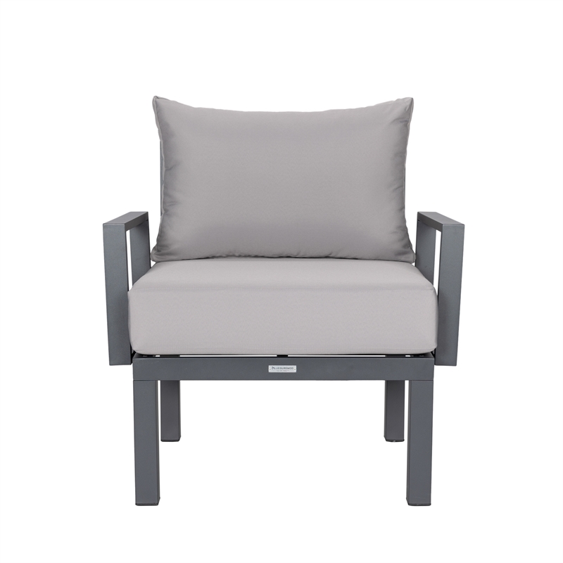 LeisureMod Chelsea 7-Piece Patio Set with Coffee Table and Cushions Light Gray